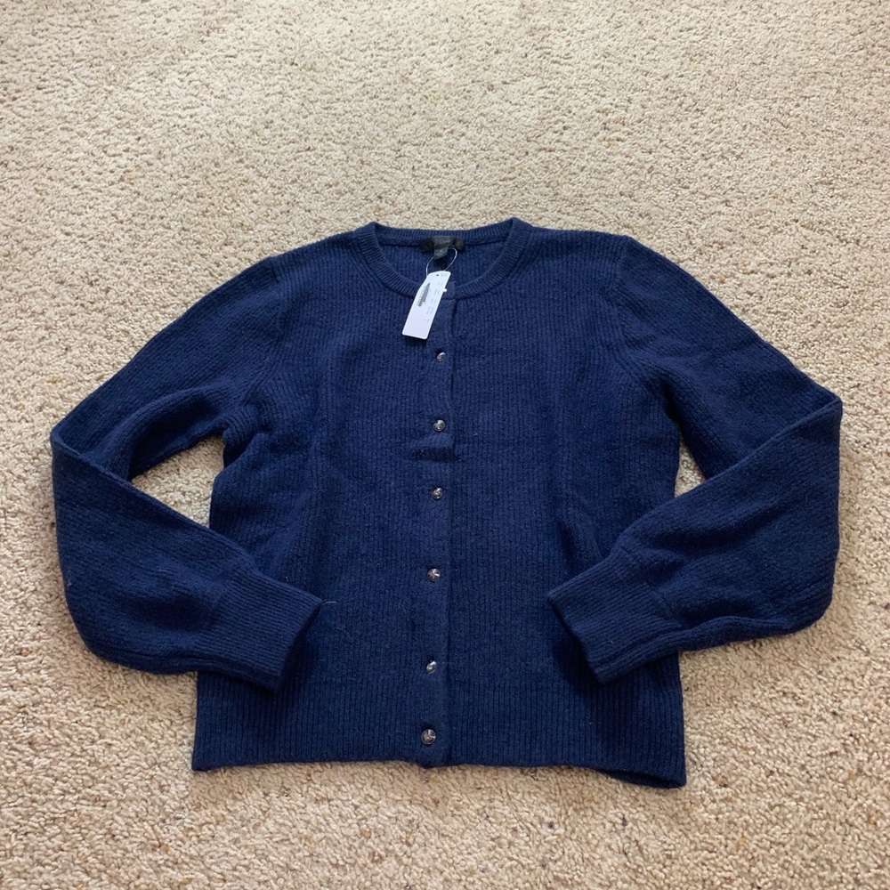 J crew ribbed cardigan jeweled button supersoft - Picture 3 of 6